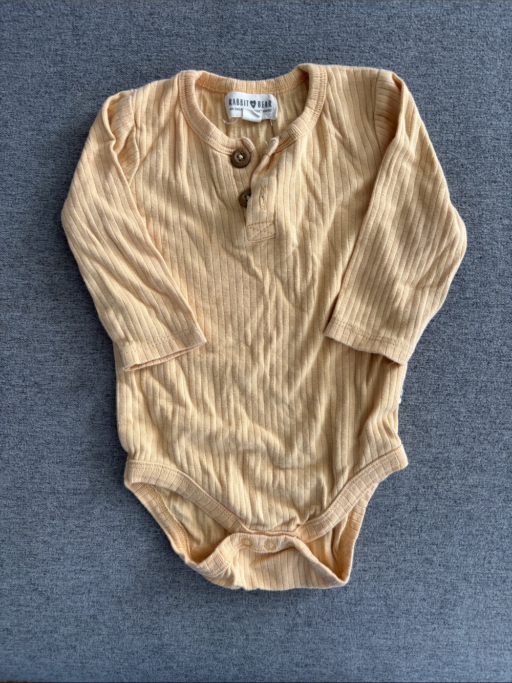 Rabbit & Bear Peach Ribbed Long-Sleeve One-Piece